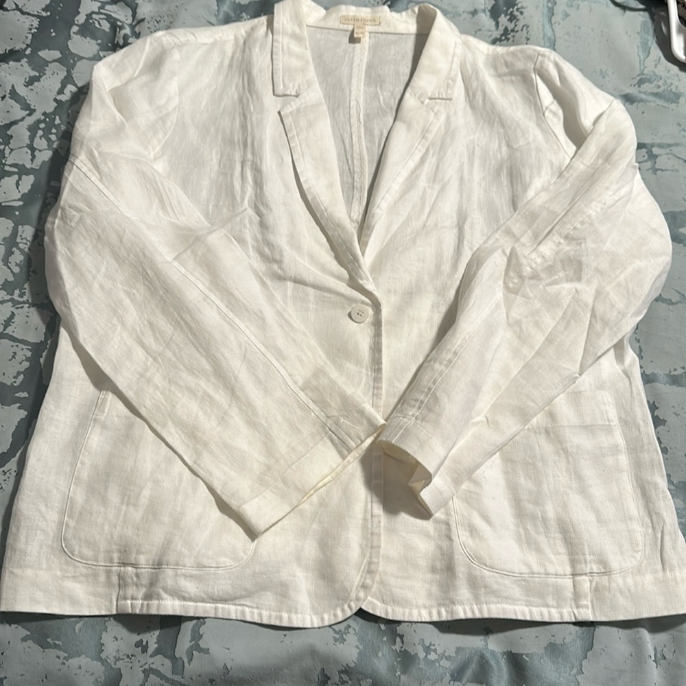 Eileen Fisher Organic Linen White Jacket